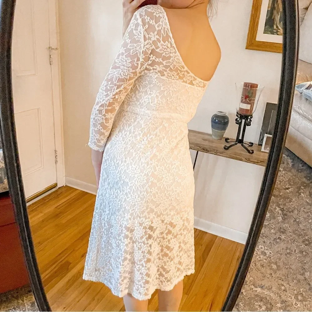 Free People Lace Mini Dress White XS